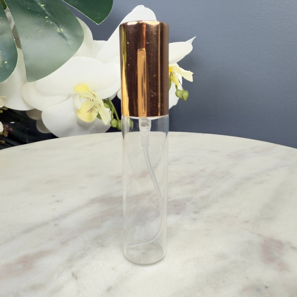 Premium 9ml glass perfume atomizer with gold spray cap for luxury decant Authentic by belleetbold